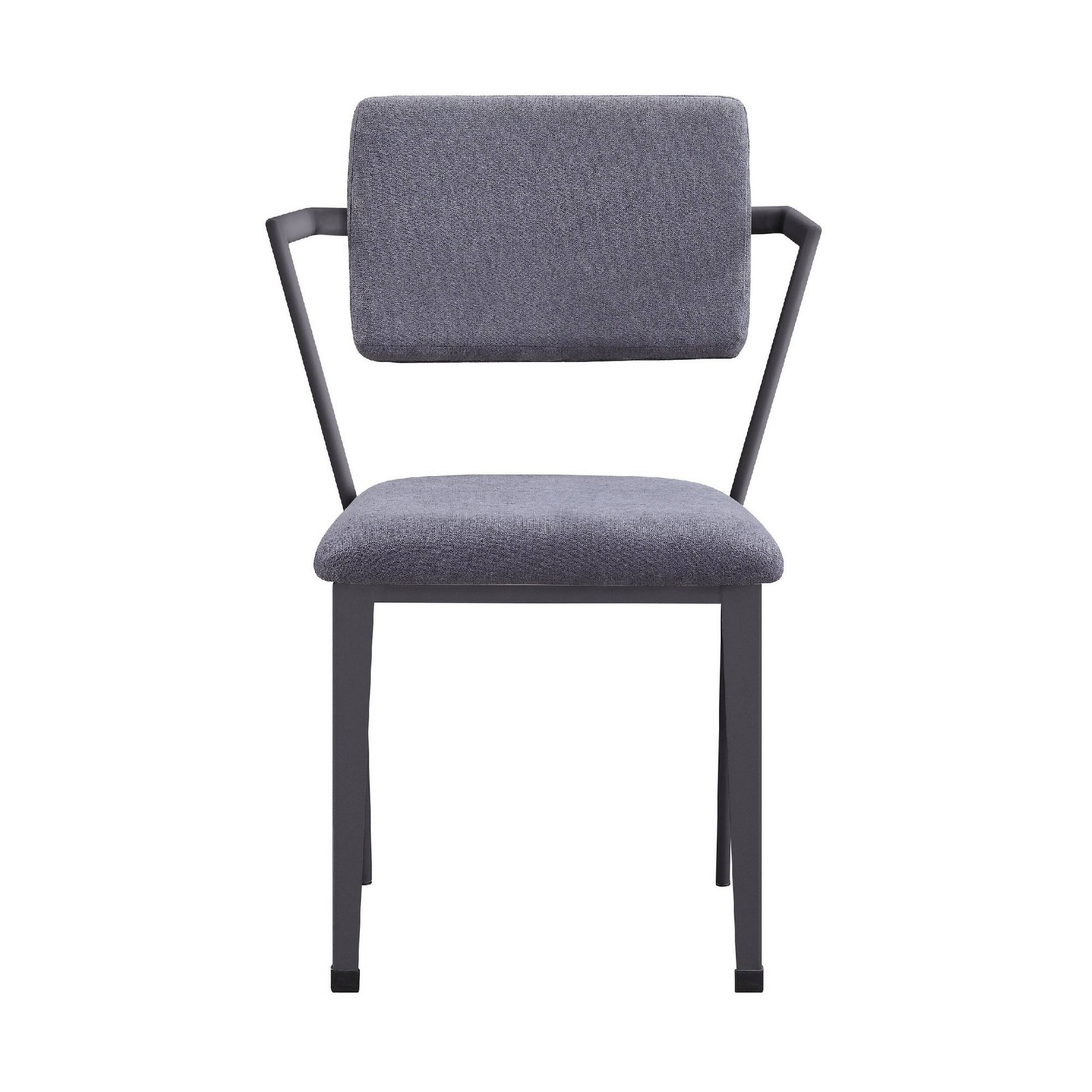 Alt View 2. Manhattan Lane - Fabric Upholstered Metal Dining Chair, Set of 2 - Gray.