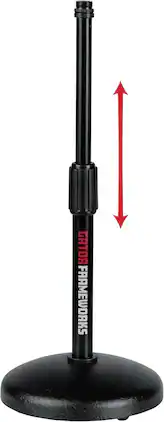 Gator Frameworks - Round Base Desktop Mic Stand, Adjustable Height 9.5–14.5", Heavy-Duty Steel Tubing with Non-Slip Vibration-Reducing Feet