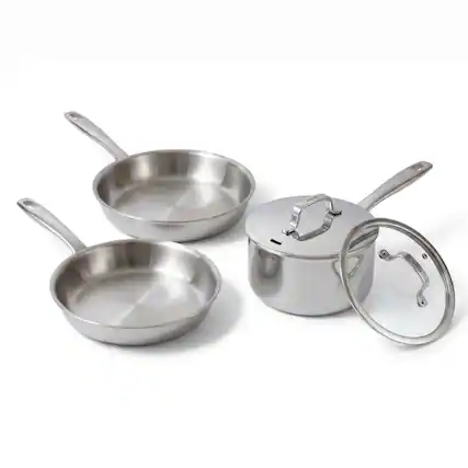 Front. Alva - Alva Maestro 5-Piece 5-Ply Stainless Steel Cookware Set - Silver.