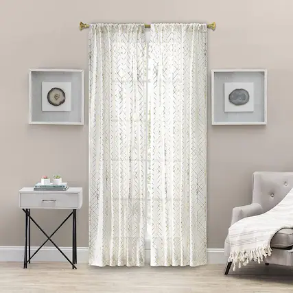 Front. Ellis Curtain - Ellis Curtain Deco Crushed Taffeta Rod Pocket Tailored Panel - 48x63" Gold - Gold.