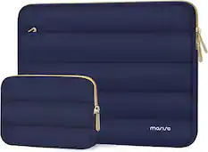 Front. mosiso - Puffy Laptop Sleeve 17-17.3 inch for Dell XPS/HP Pavilion/Ideapad/Acer/Alienware/HP Omen Notebook - Navy Blue.