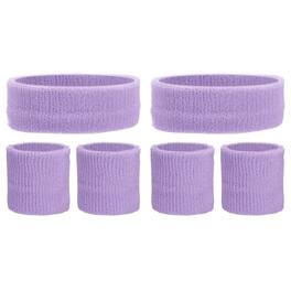 Unique Bargains - Sweatband Set, 2pcs Headband + 4pcs Wristbands Moisture Wicking Breathable Athletic Bands 6pcs for Sports - Light Reddish Purple
