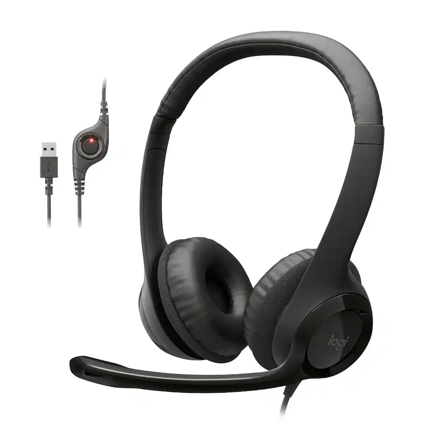 Logitech H390 Wired USB A On Ear Stereo Headphones with Noise Canceling ...