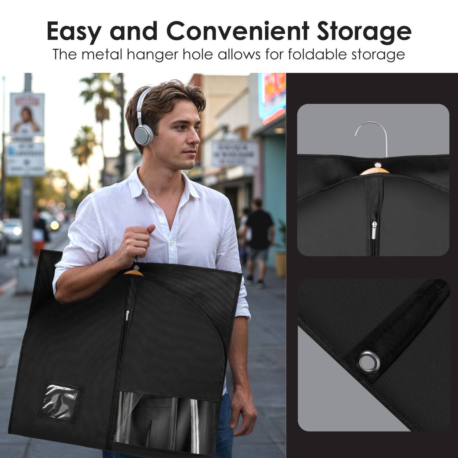 Easy and Convenient Storage  
The metal hanger hole allows for foldable storage