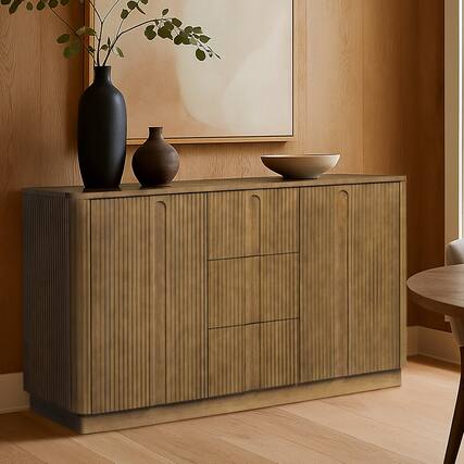 Front. Teamson Home - Teamson Home Potomac Sideboard with 3 Drawers and 2 Doors, Greige - Tan.