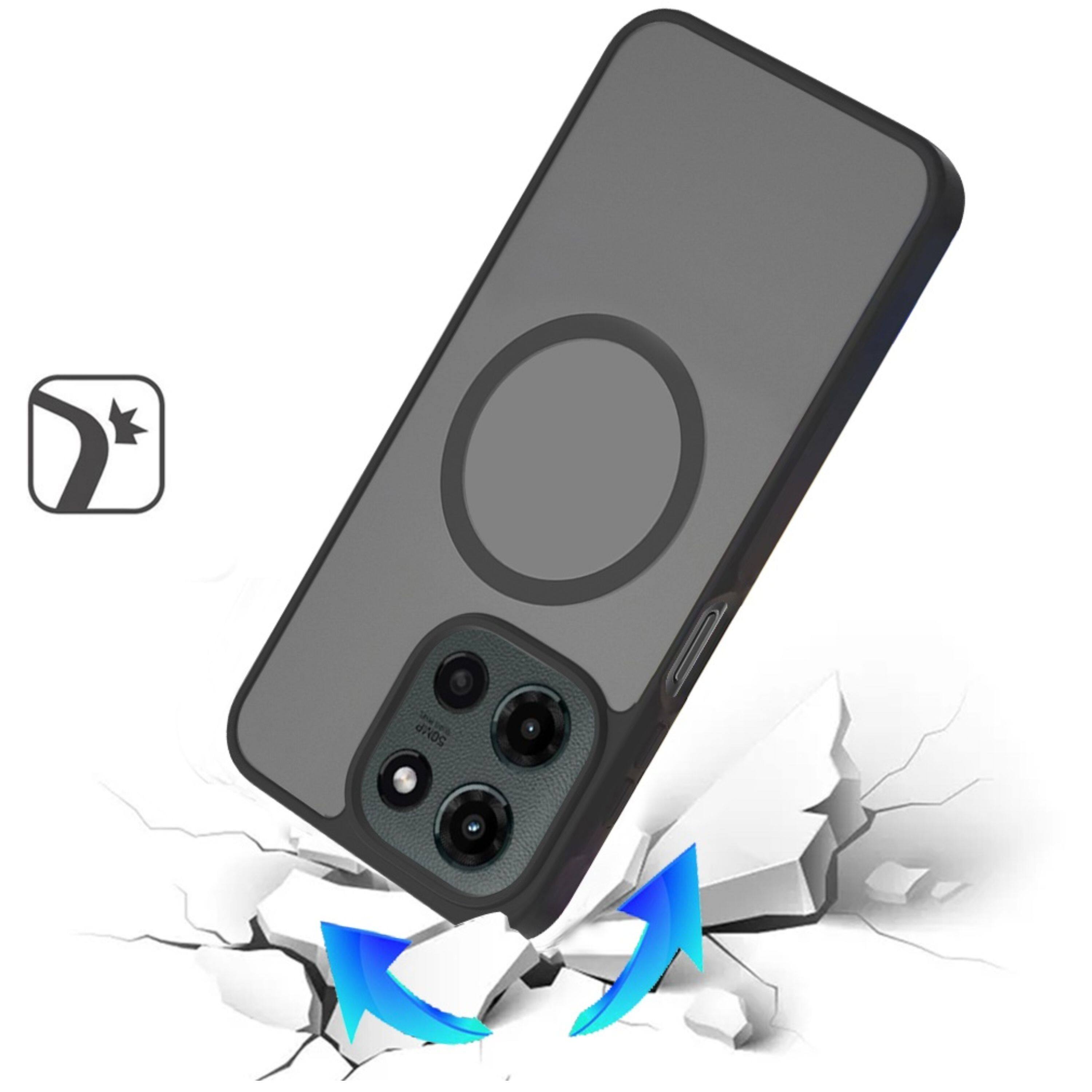 Angle. Kitcheniva - Minimalist Magnetic Translucent Case With Tempered Glass For Moto G Stylus 2025 / 2026 Black - Black.