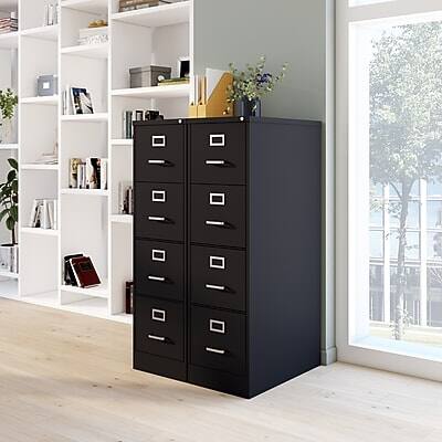 Alt View 7. Staples - 4-Drawer Vertical File Cabinet, Letter Size, Lockable, 51.97"H x 14.9"W x 26.5"D - Black.
