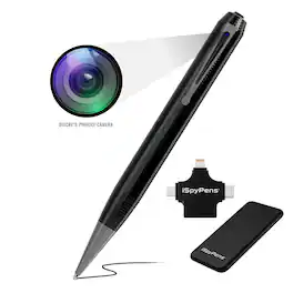 iSpyPens - iSpyPen Pro X 16GB Professional Grade Spy Pen Camera with Plug & Play Adapter and Portable Battery - Space Gray