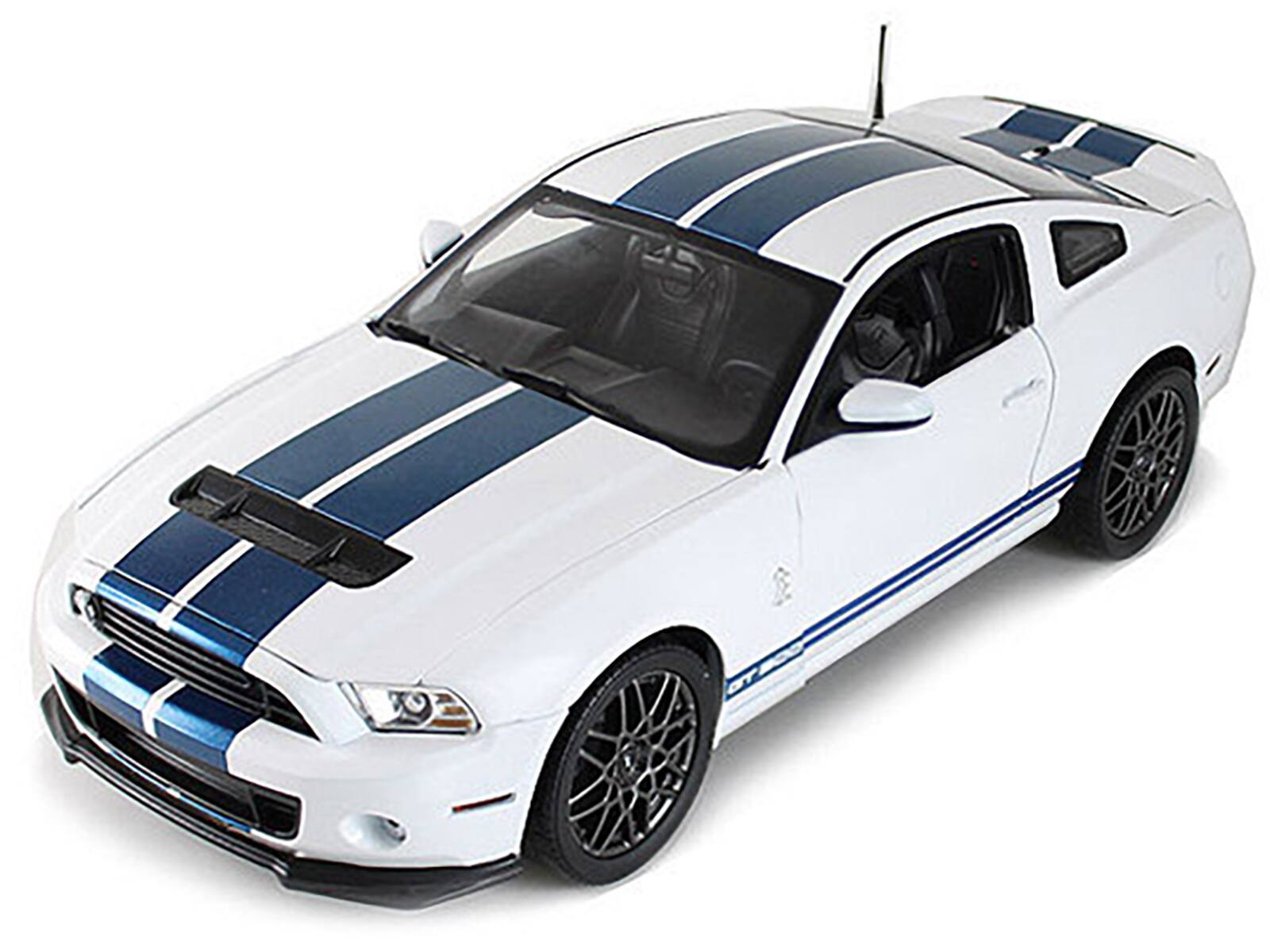 Alt View 1. Shelby Collectibles - 2013 Ford Shelby Cobra GT500 SVT White with Blue Stripes 1/18 Diecast Car Model by Shelby Collectibles.