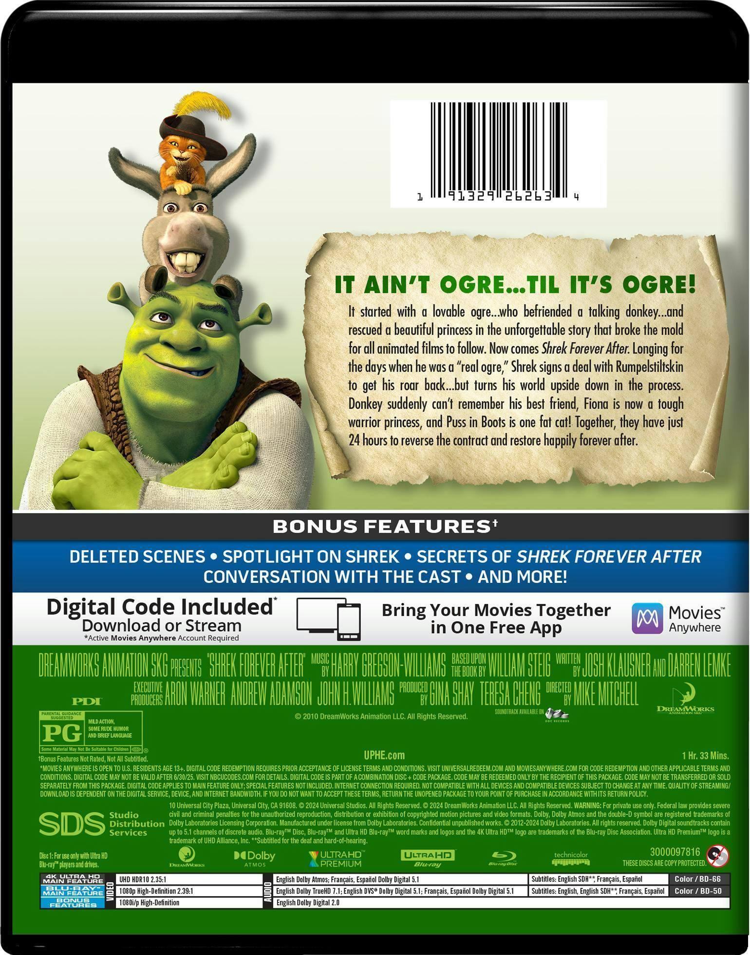 Back. Shrek Forever After   - 4K Blu-Ray.