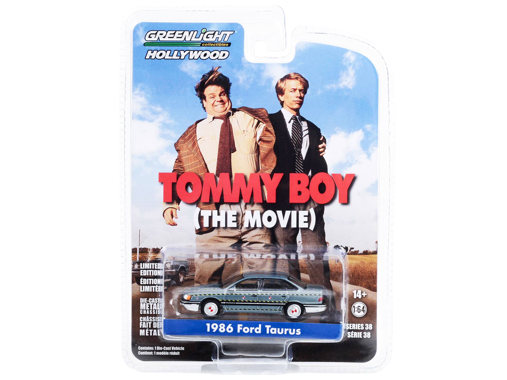 GREENLiIGHT collectibles HOLLYWOOD TOMMY BOY THE MOVIE) LIMITED EDITION DIE-CAST METAL CHASSIS CHASSIS FAIT DE MTAL 14+ 1:64 1986 Ford Taurus SERIES 38 Contains: - Die-Cast Vehicle Contient 1 modèle réduit