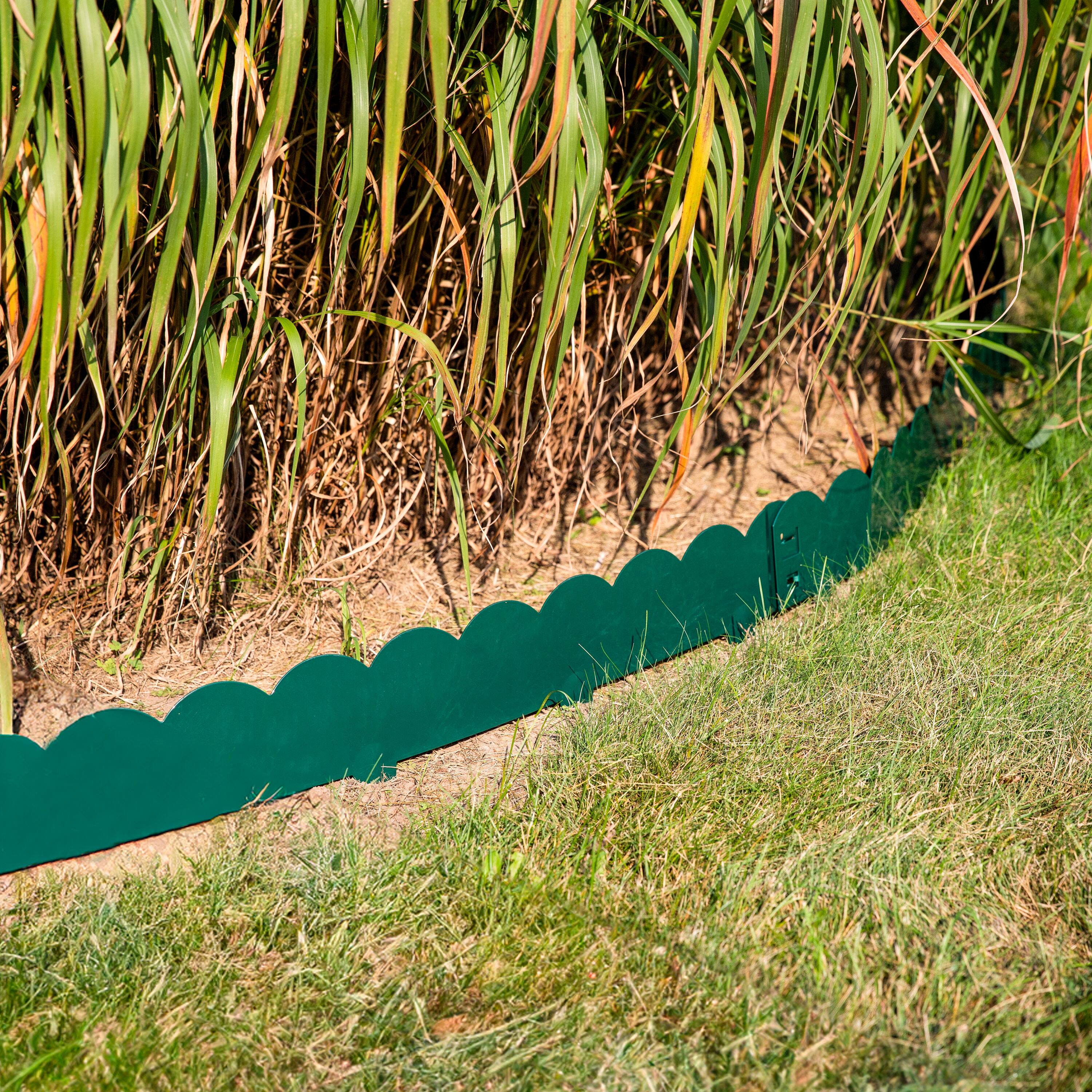 Alt View 4. Sunnydaze - 5-Piece Steel Scalloped Garden Edging Border - 41.75" - Green.