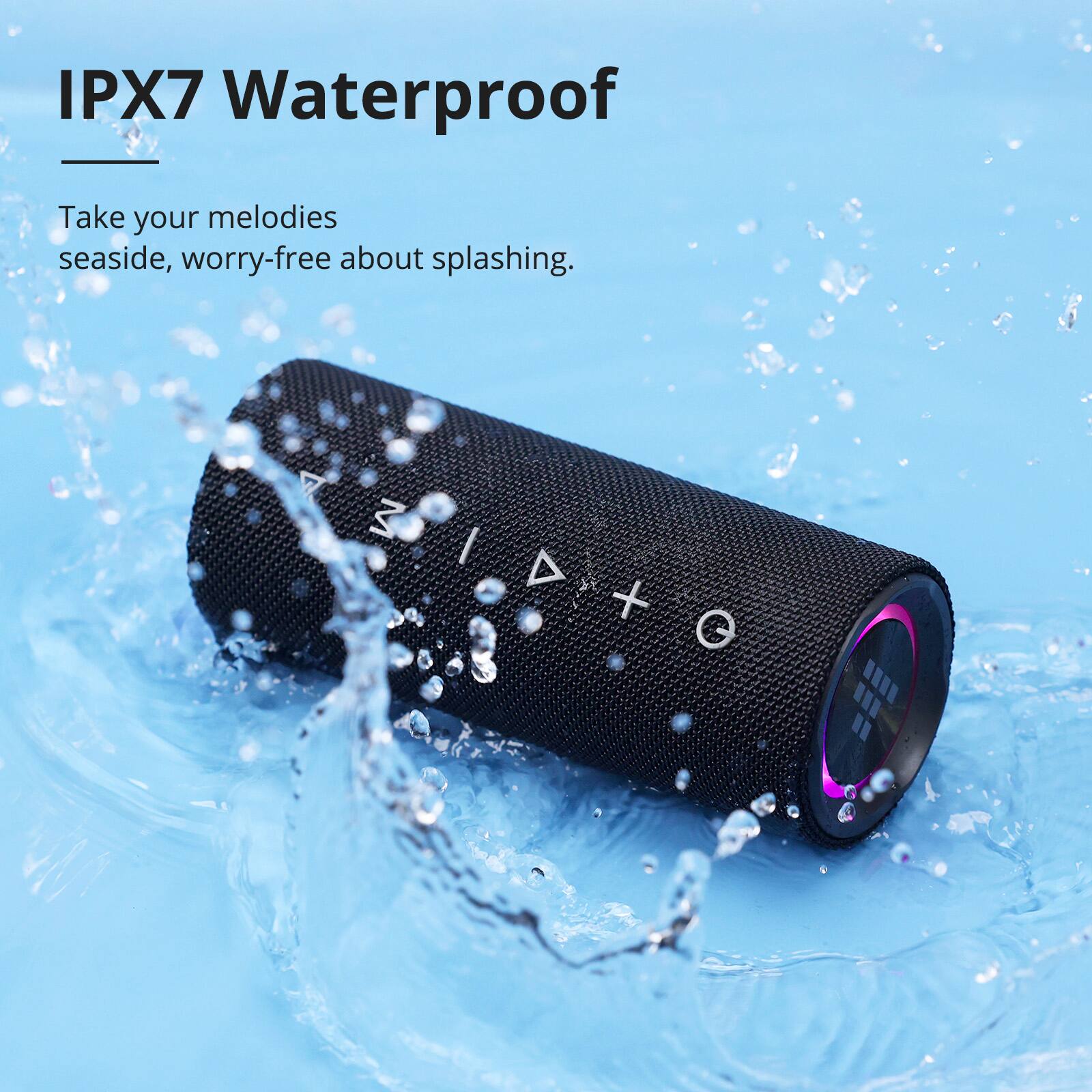 IPX7 Waterproof: Take your melodies seaside, worry-free about splashing.