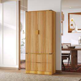 FUFU & GAGA - Kitchen Pantry Cabinet with Fully-Opening Upper Doors and Door-Mounted Storage, Sideboard with Adjustable Shelves - Wooden