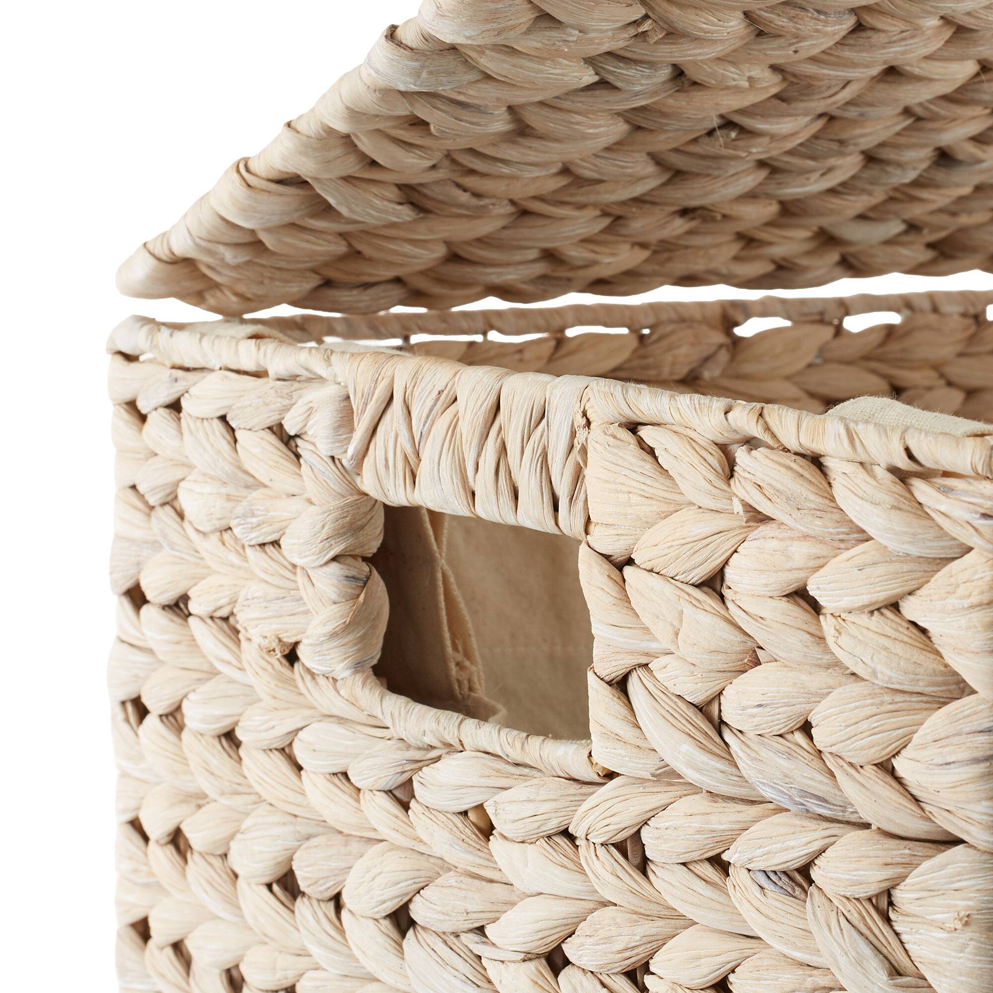 Alt View 4. Casafield - Square Laundry Hamper Basket w Lid and Liner for Clothes - Water Hyacinth - Whitewash.
