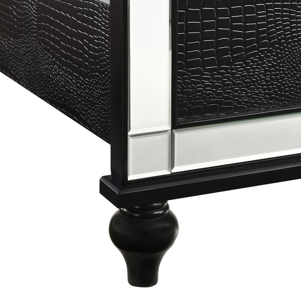 Back. New Classic Furniture - Furniture Valentine Solid Wood Full Size Lighted Bed in Black - Black.