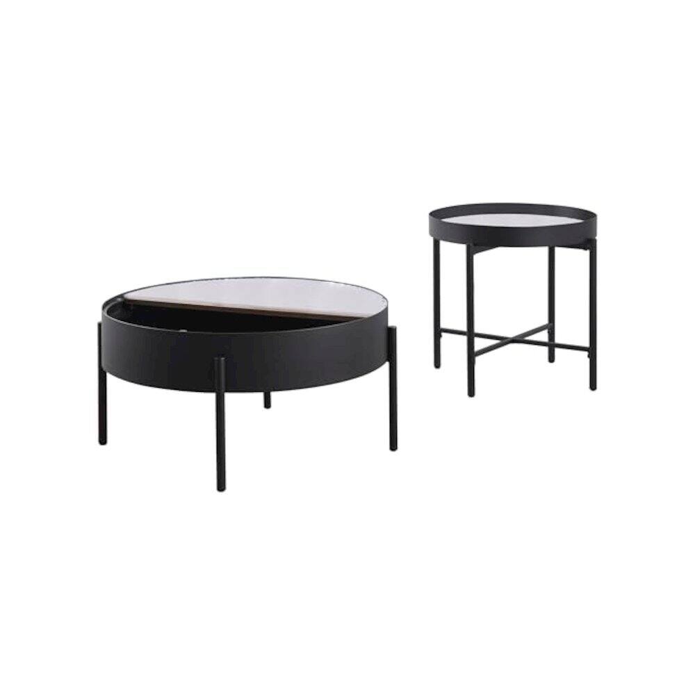 Left. Coaster Co. of America - Ozella 2-piece Round Coffee and End Table Set Sandy Black - Sandy Black.