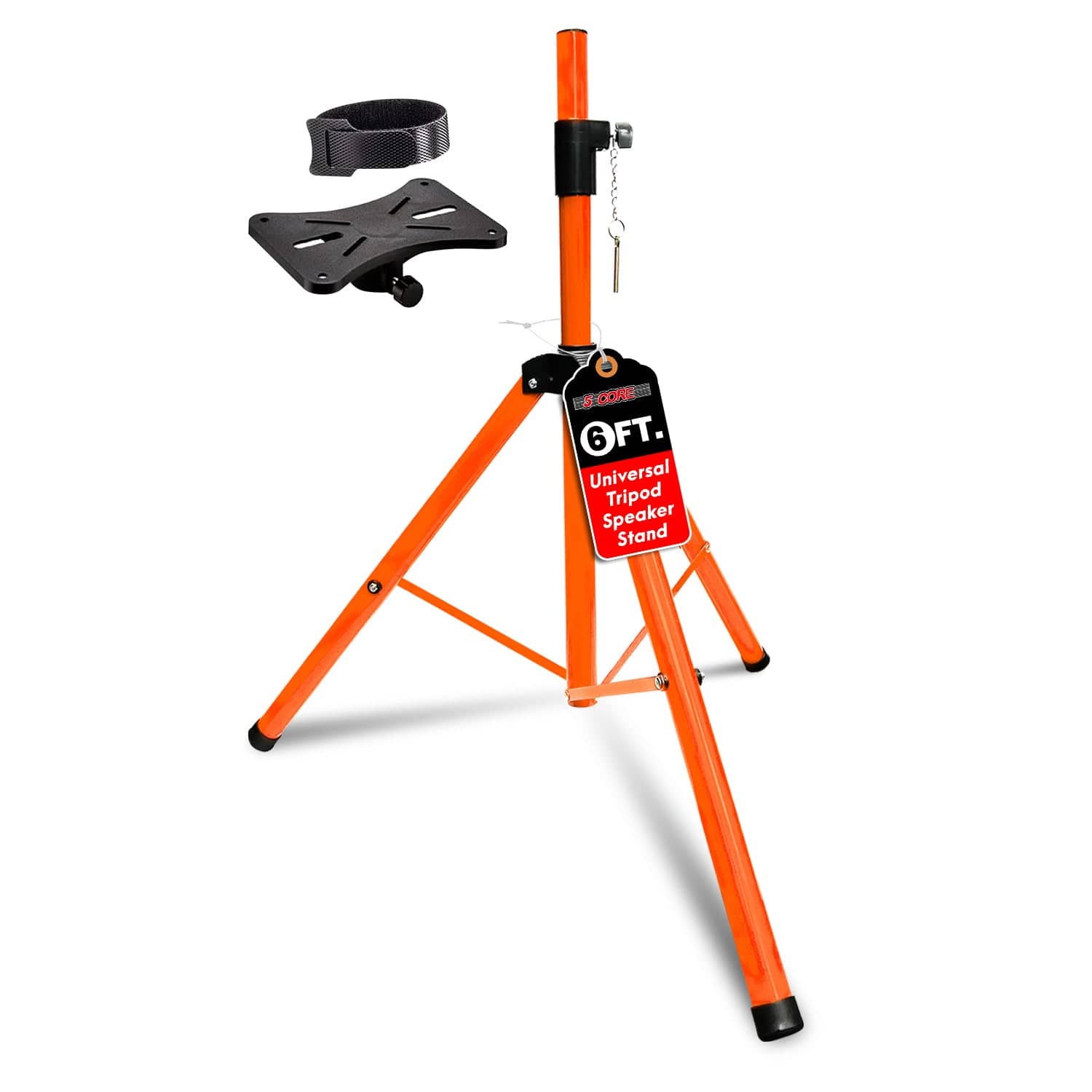 5 CORE - Speaker Stand Height Adjustable Heavy Duty PA DJ Tripod Studio Monitor Stands w 35mm Insert - Orange