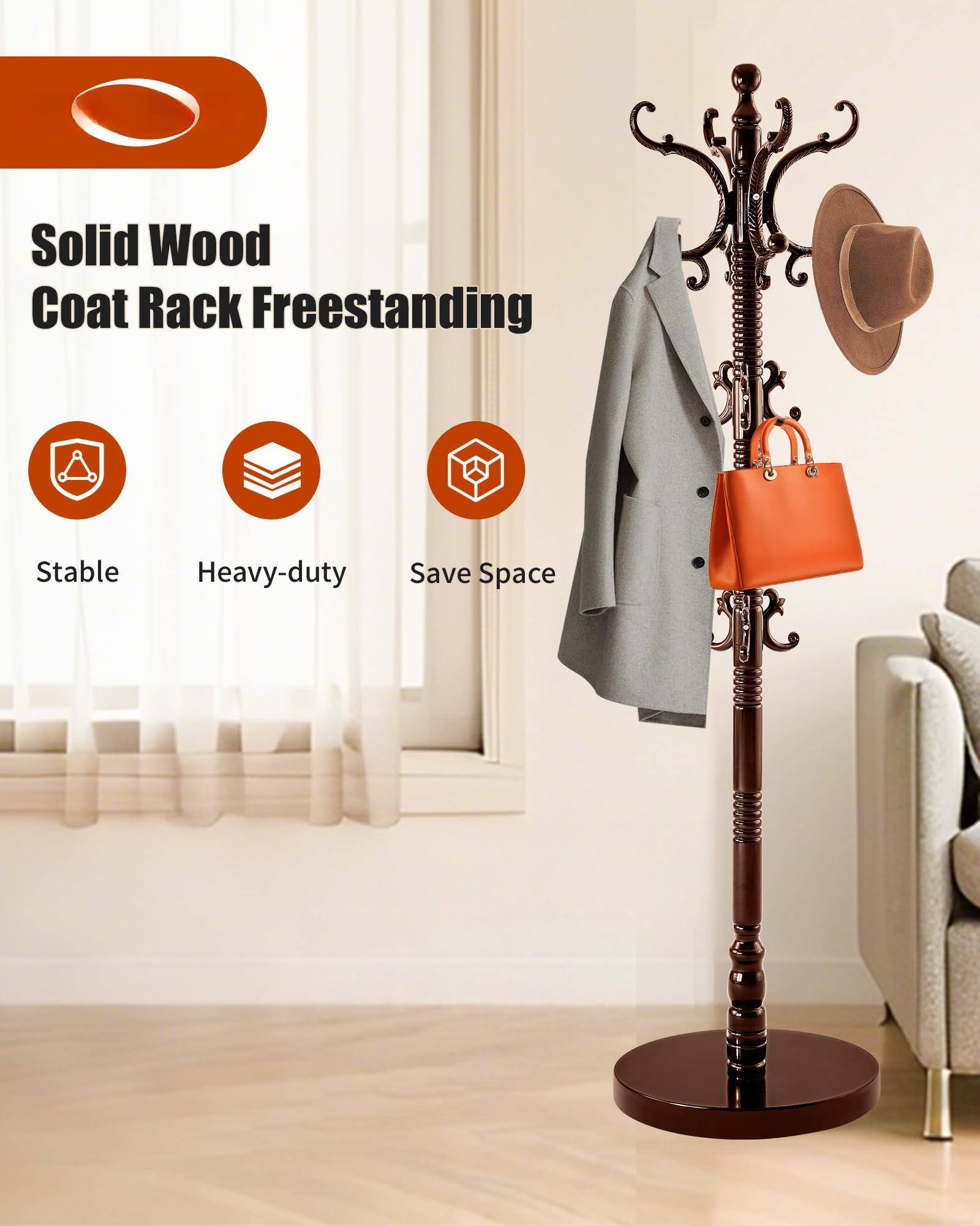 Solid Wood Coat Rack Freestanding

- Stable
- Heavy-duty
- Save Space