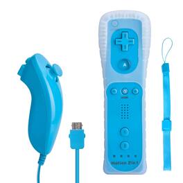 Dazzling Pops - remote controller with built motion and nunchuk wii u right for all games - waterblue, 1 pack
