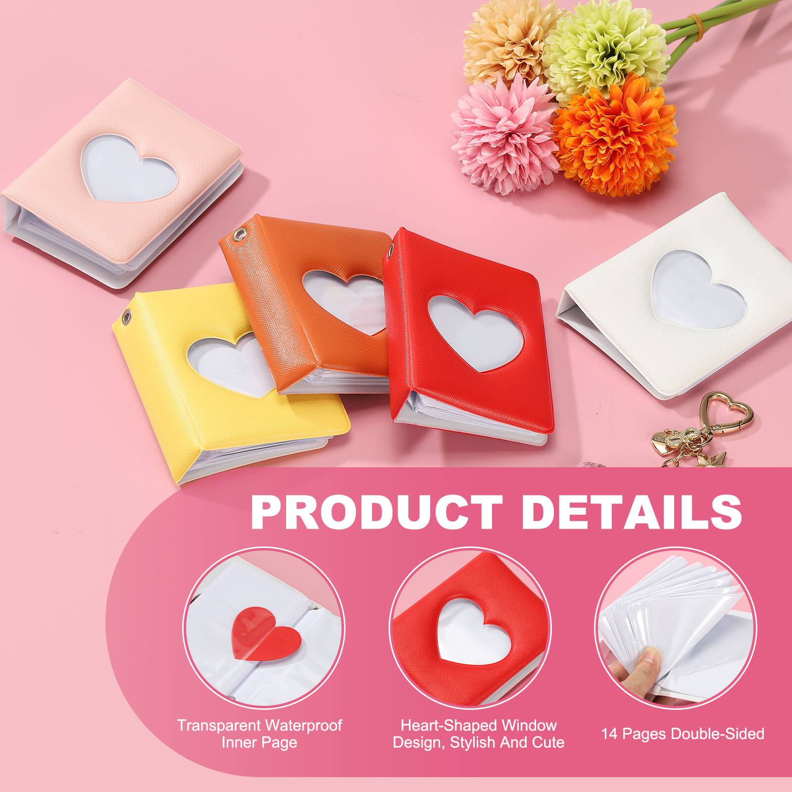 PRODUCT DETAILS

Transparent Waterproof Inner Page

Heart-Shaped Window Design, Stylish And Cute

14 Pages Double-Sided