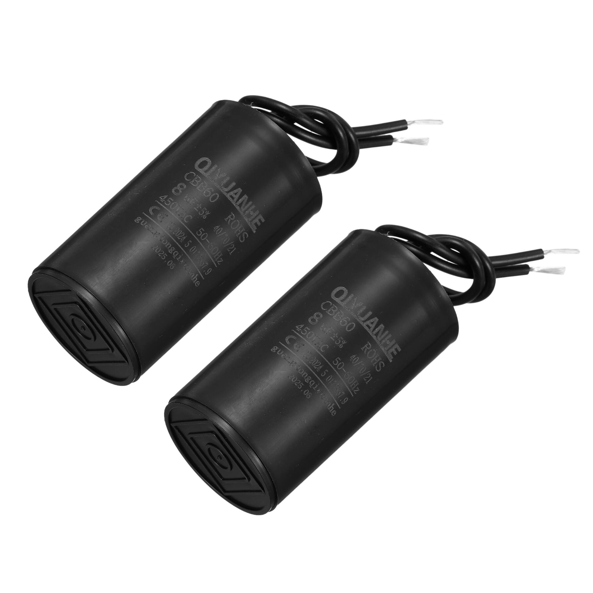 Unique Bargains - 2pcs 8uF CBB60 Run Capacitor, AC 450V 2 Wires 50/60Hz Cylinder 34x60mm for Air Compressor, Water Pump - Black price history on PriceWatchPro