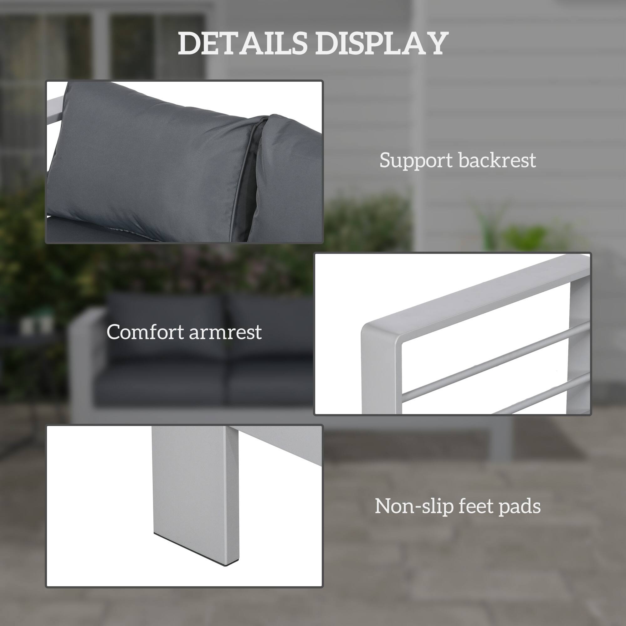 DETAILS DISPLAY

- Support backrest
- Comfort armrest
- Non-slip feet pads