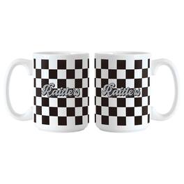 Logo Brands - Las Vegas Raiders 2-Pack 15oz. Checkered Wordmark Mug Set - Multicolor