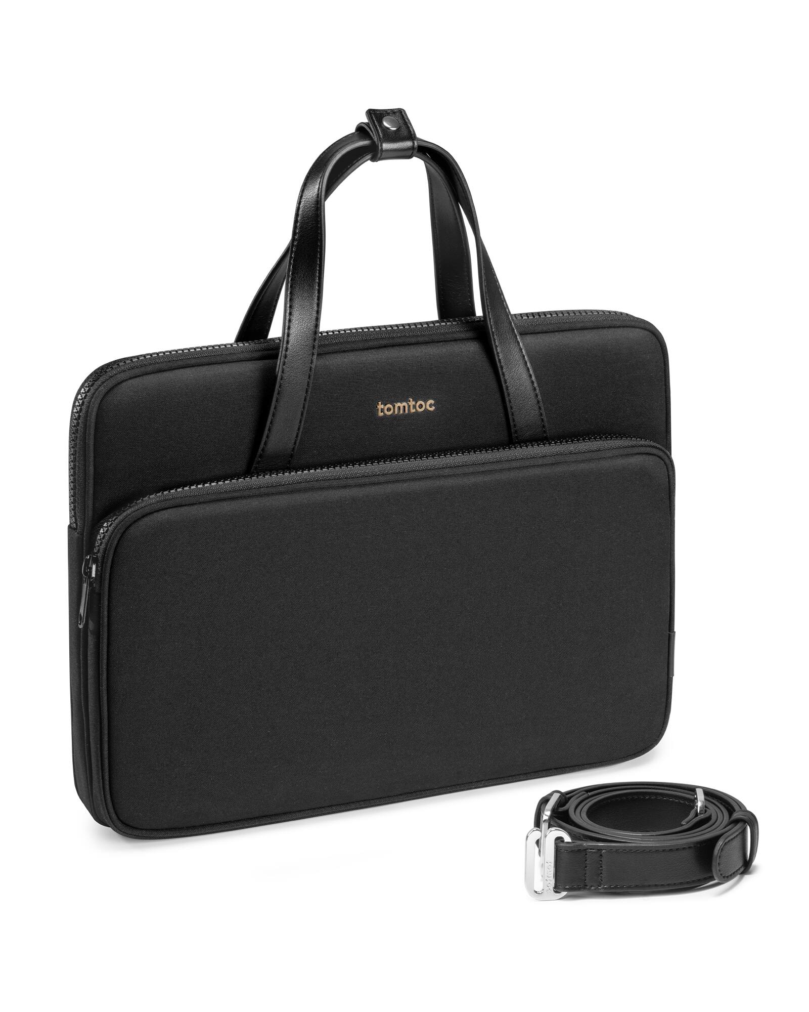 Alt View 1. tomtoc - Versatile-A12 Laptop Shoulder Case Bag for 14 inch MacBook Pro, 13" MacBook Air & Pro, Microsoft Surface Laptop - Black.