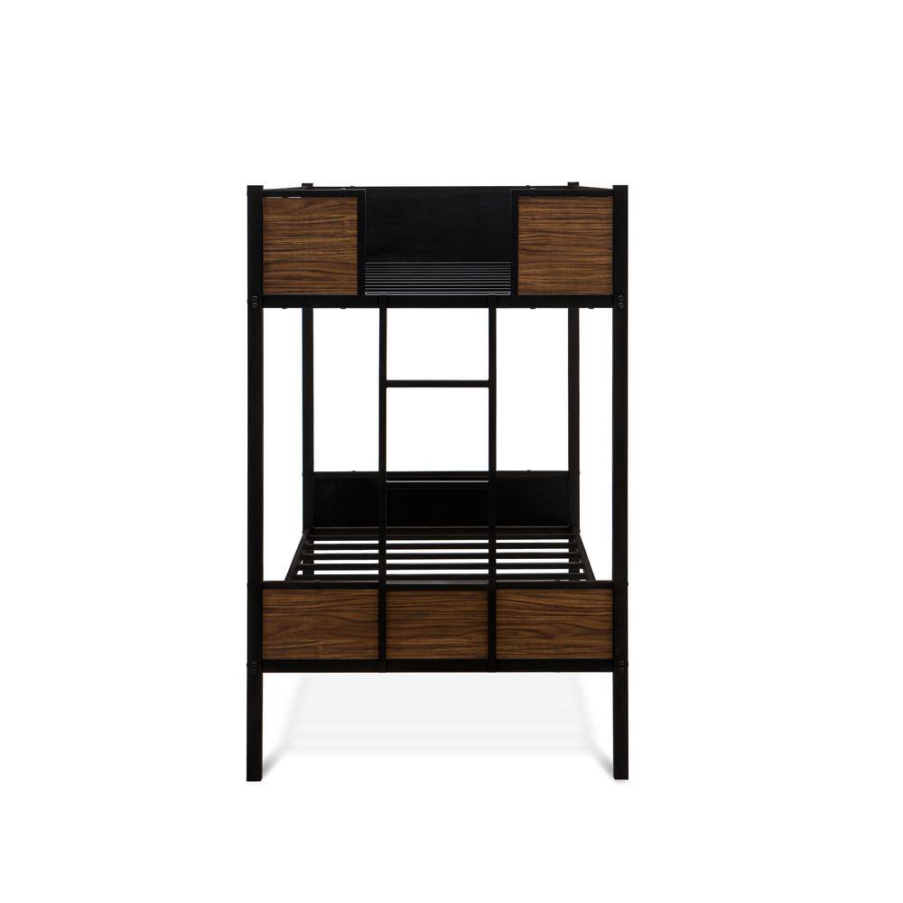 Angle. East West Furniture - Lynfield Twin Over Twin Bunk Bed - Black - Black.