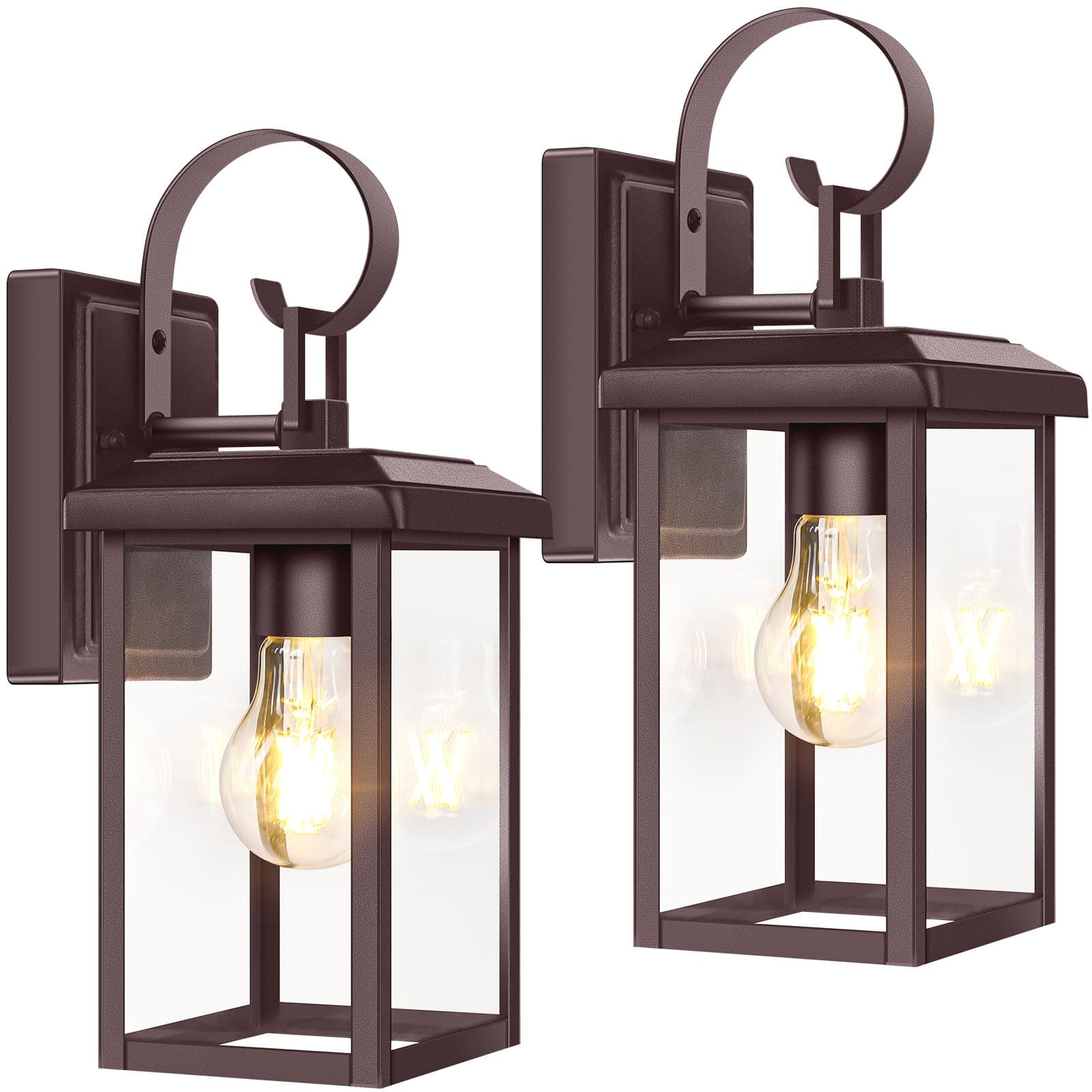 Nordic Hygge - 2-Pack Outdoor Waterproof Wall Light Fixtures in Brown