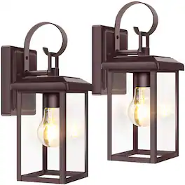 Nordic Hygge - 2-Pack Outdoor Waterproof Wall Light Fixtures in Brown