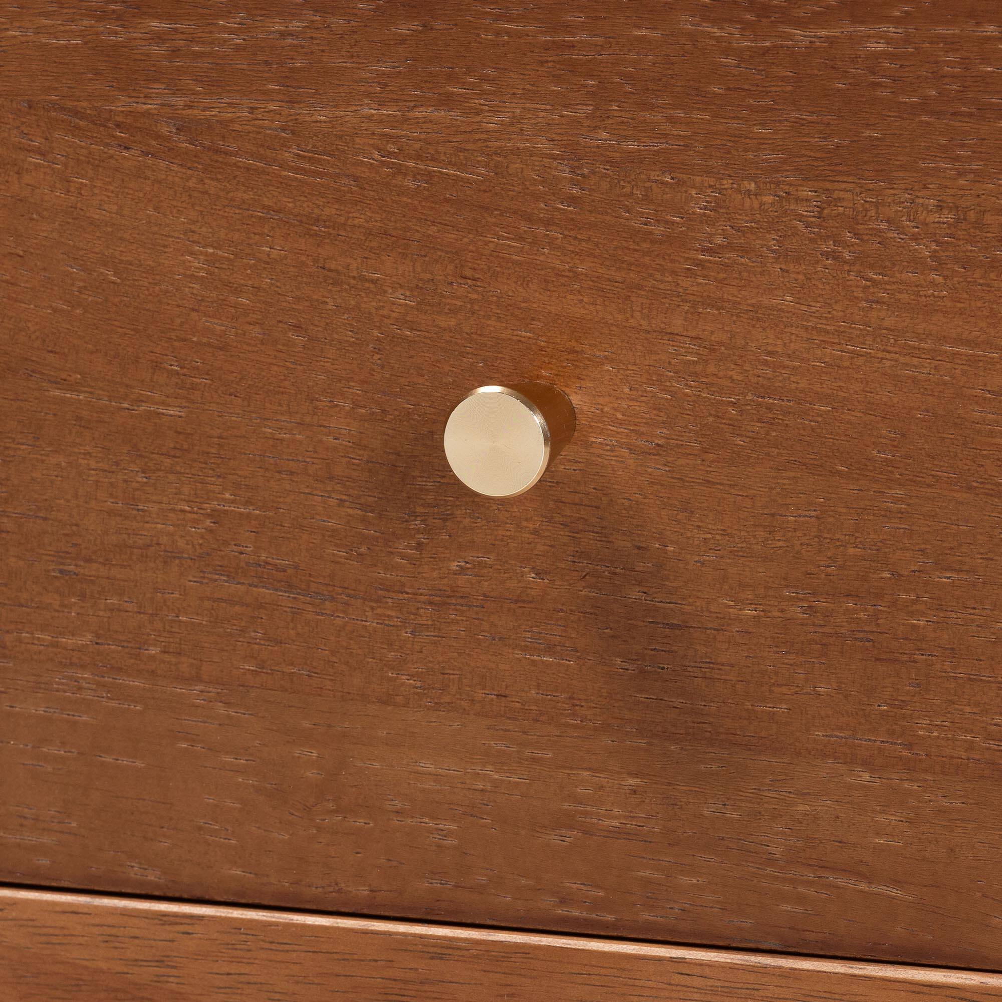 Alt View 1. Baxton Studio - Hoffman Nightstand - 2-Drawer Bedside Table with Scalloped Apron and Turned Legs for Bedroom - Walnut Brown.