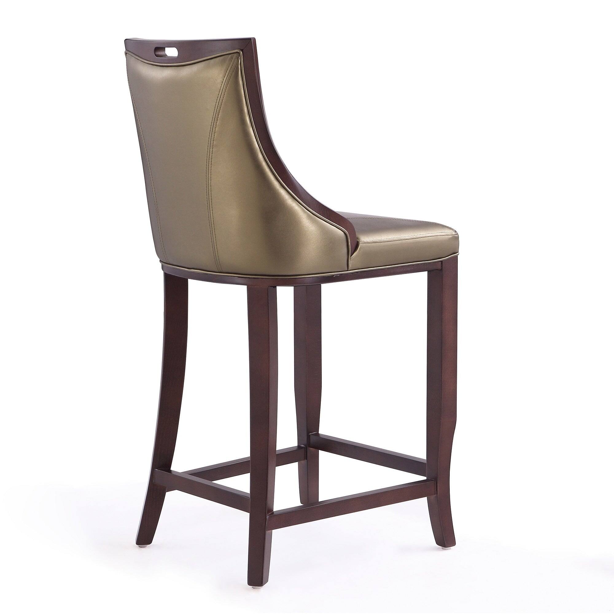 Alt View 2. Manhattan Comfort - Emperor Traditional Wood Upholstered Barstool - Bronze.