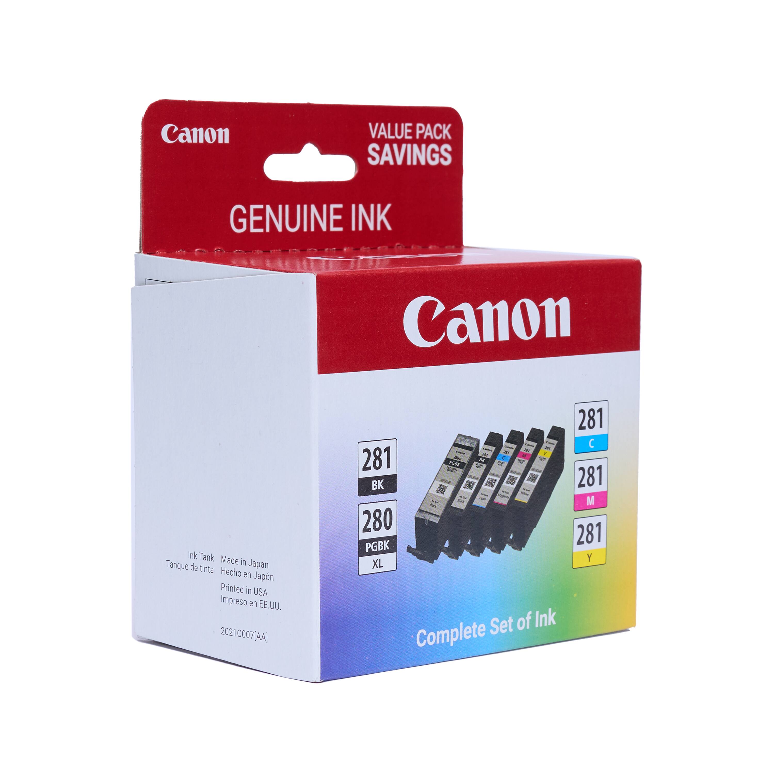 Canon Value Pack Saving Genuine Ink Canon Ink Tank Made in Japan Printed in USA 2021C00[AA] 281 - C - - A  281 mae BK 281 M 280 281 PGBK Y XL Set of Ink Complete