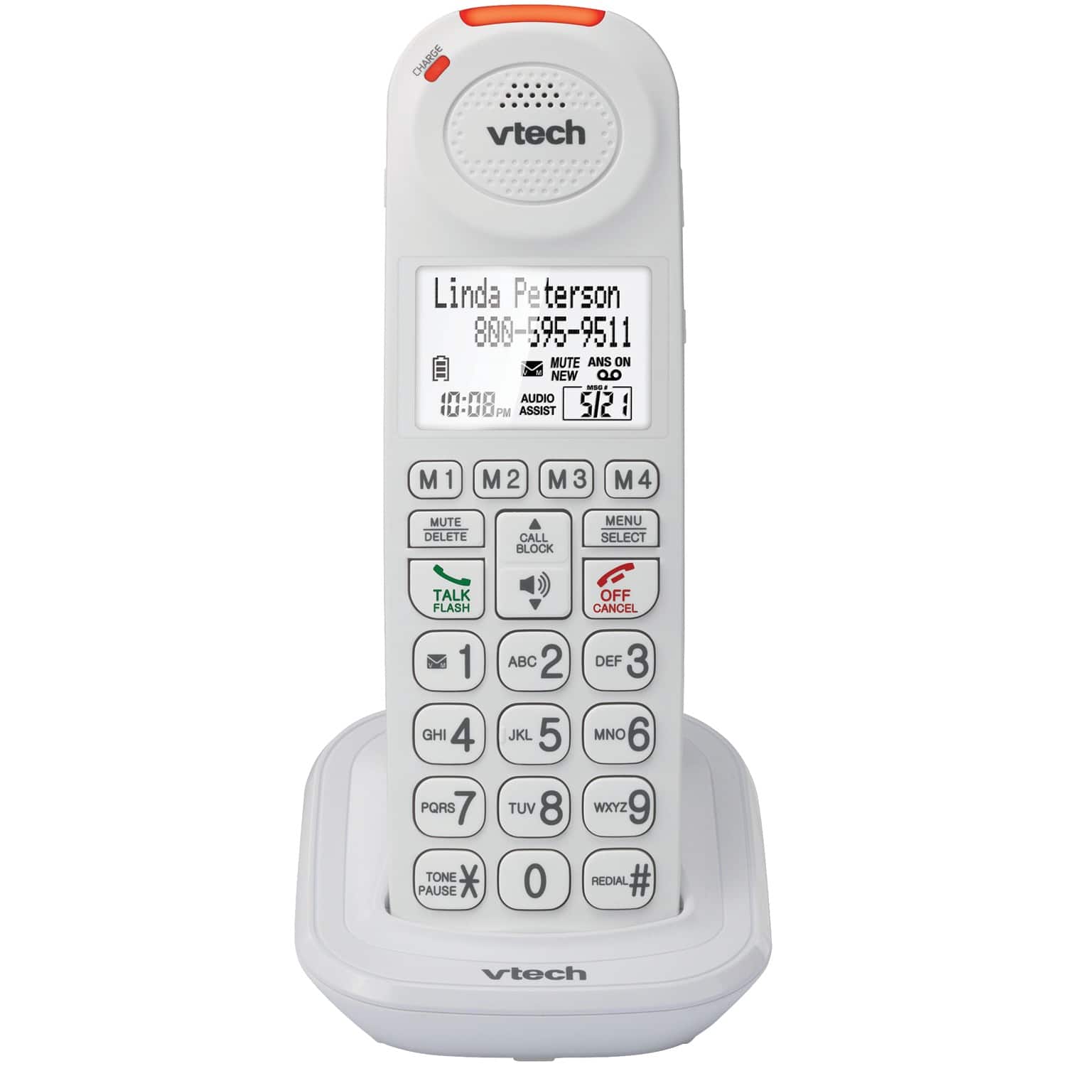 VTech - Amplified Cordless Phone Accessory Handset, Big Buttons, Audio Assist, Extra-Loud Ringer, for SN5127 SN5147 Phones - White