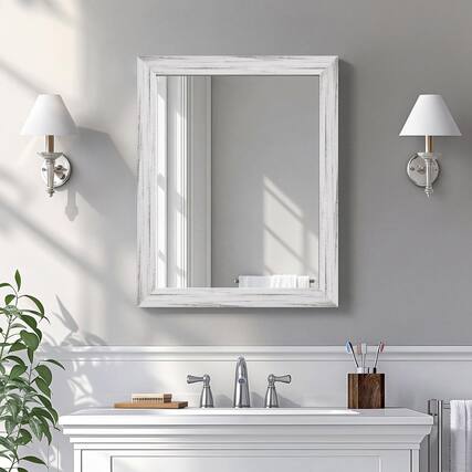 Front. ULTRUE - Ultrue UTBM0RT01WW04050 White Wood Effect 16x20 Framed Wall Mirror.