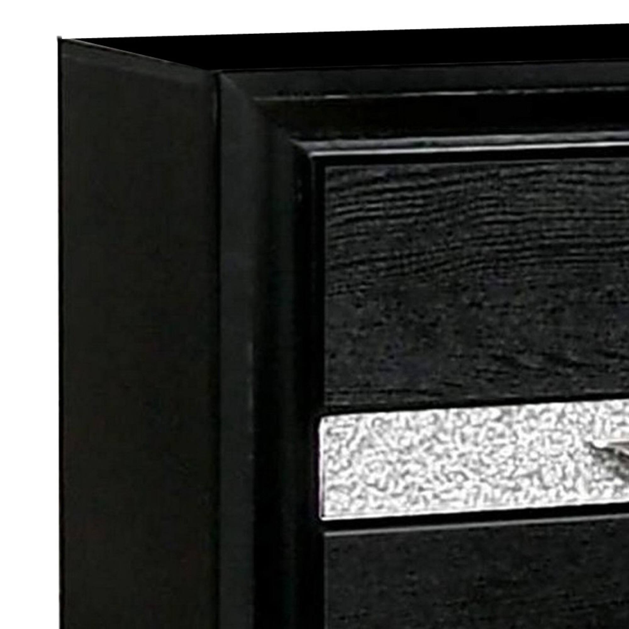 Alt View 1. Manhattan Lane - Nightstand with Silver Trim Accent and 1 Jewelry Drawer - Black.