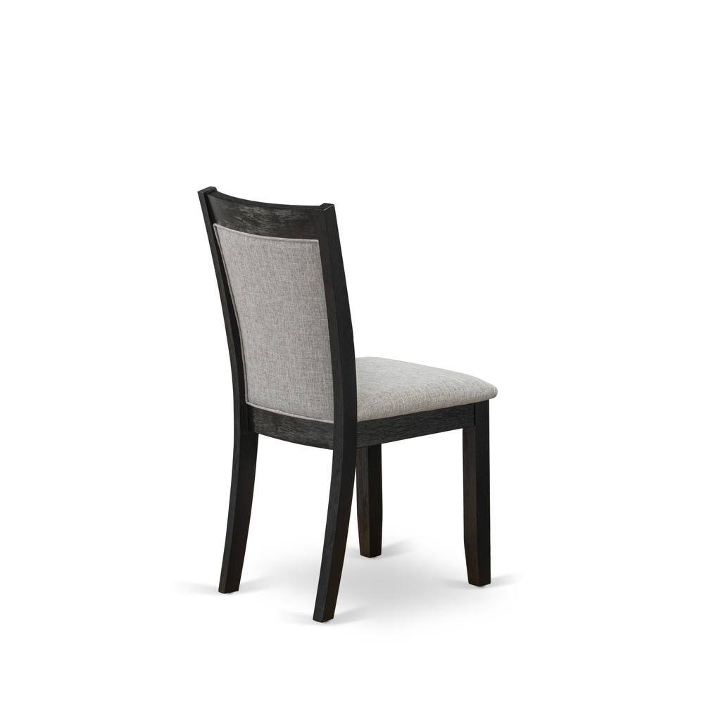 Back. East West Furniture - MZC6T06 Mid Century Dining Chairs - Shitake Linen Fabric Seat and High Chair Back - Wire Brushed Black Finish (SET OF 2) - Wire Brush Black.