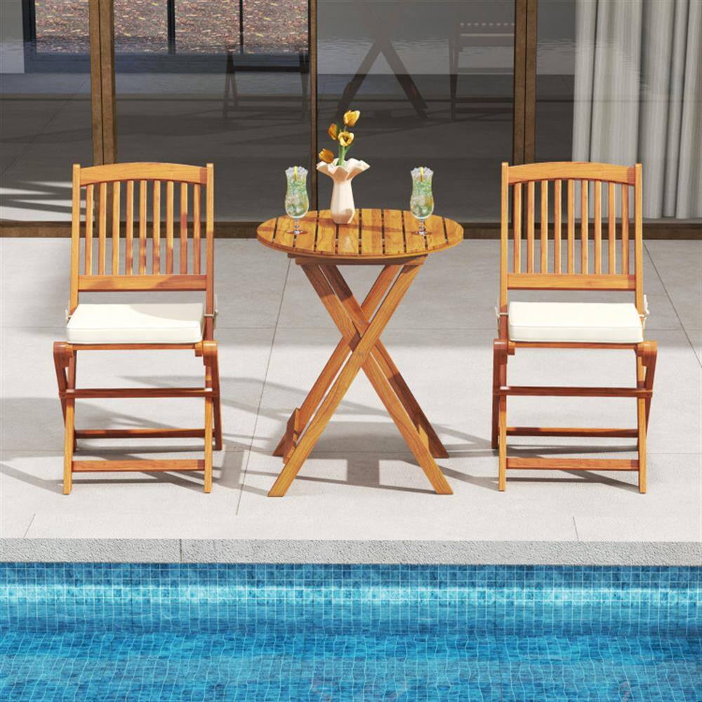 Back. Kadyn - Outdoor Dining Room Chairs, Patio Kitchen Chairs,Outdoor Folding Chairs with Seat Cushions Set of 2-Beige - Beige.