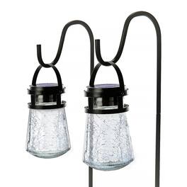 Home Zone Security - ELJ8205V 2 Pack Solar Pathway Lights, 3000K Warm White, Crackle Glass LED, Outdoor Garden, Black