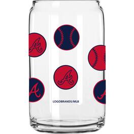 Logo Brands - Atlanta Braves 16oz. Smiley Can Glass - Multicolor