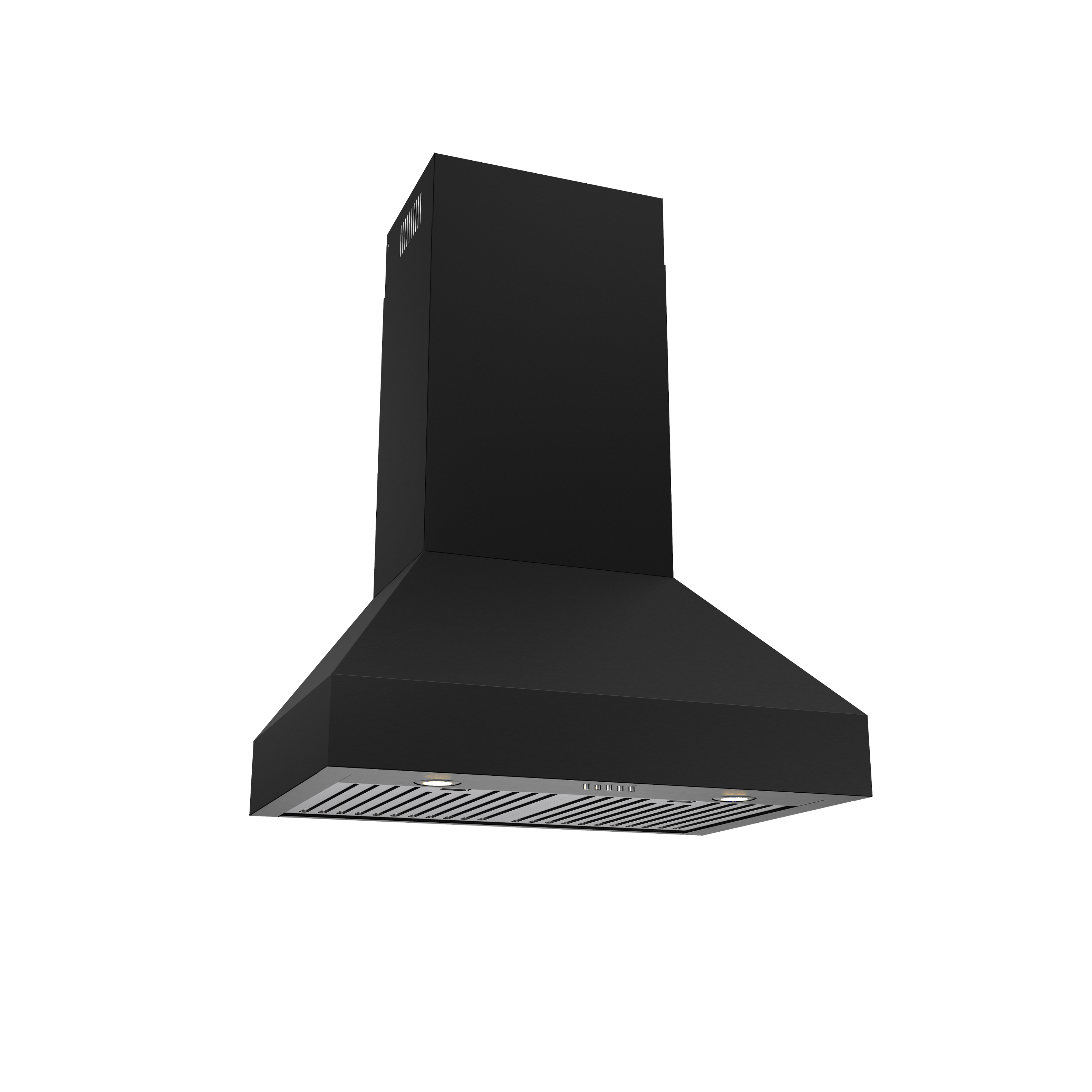 Left. Thor Kitchen - 30 Inch Professional Wall Mount Pyramid Range Hood - Matte Black.