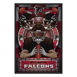 Sporticulture - Atlanta Falcons Framed Stained Glass Art Print - Black
