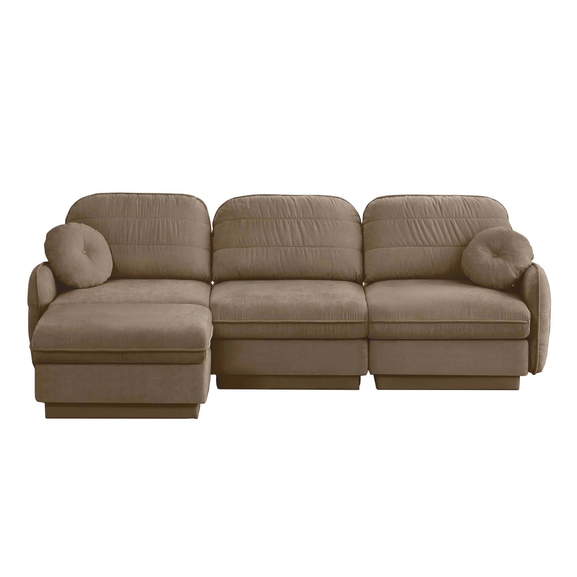 Alt View 9. LOVMOR - 105 inch Chenille Couch L Shaped Deep Seat Storage Ottoman Anti Slip For Living Room Apartment Lounge Plush TV - Light Coffee.