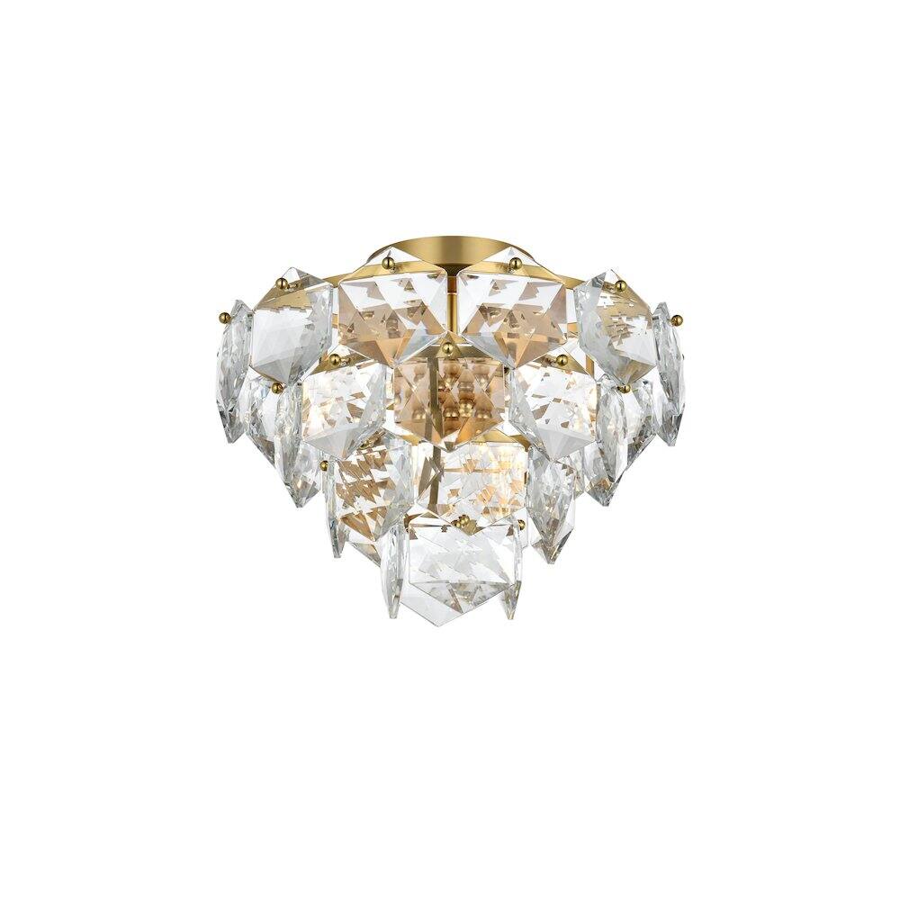 Left. Elegant Lighting - Adaline 16 Inch Flush Mount Ceiling Light In Satin Gold - Satin Gold And Clear.