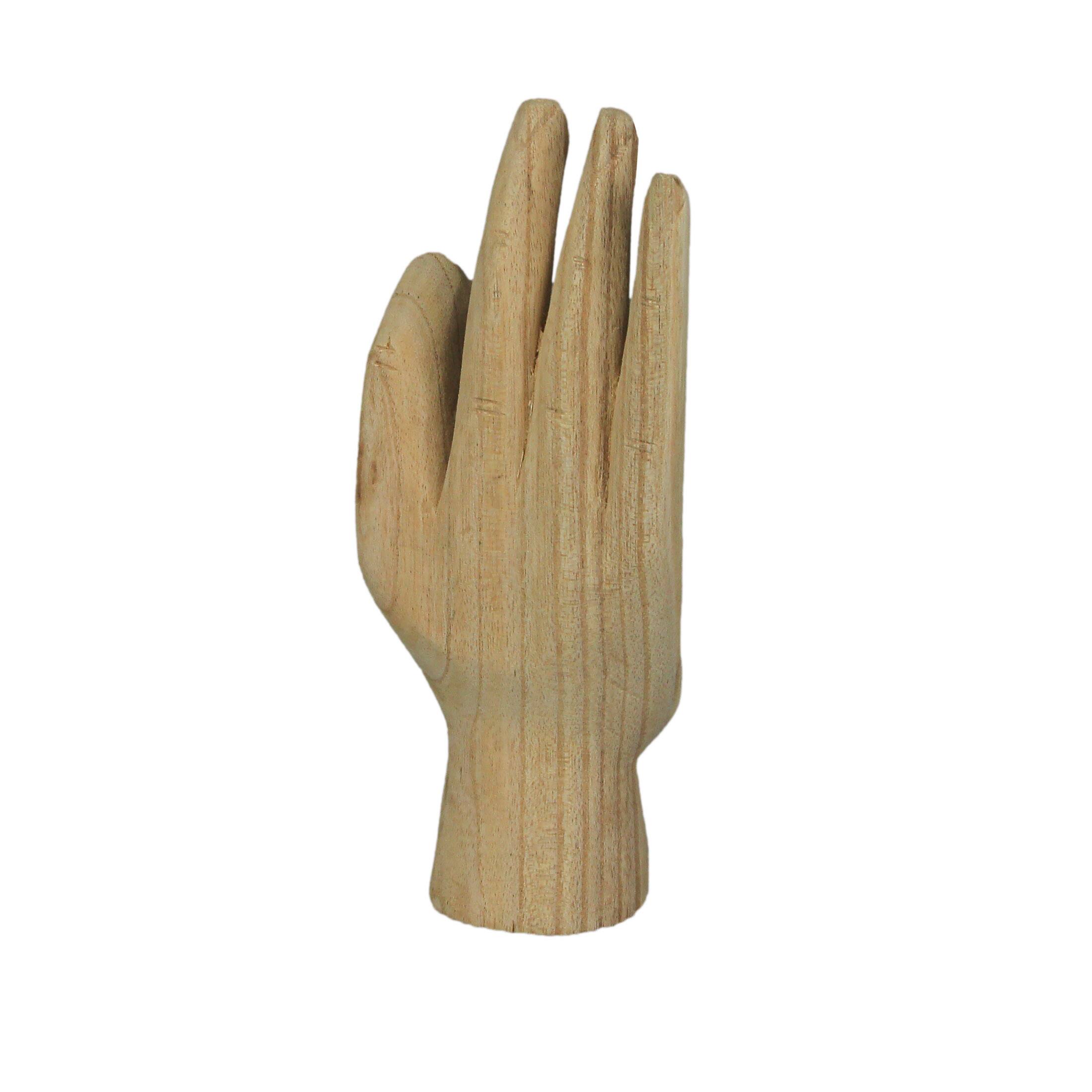 Alt View 2. Zeckos - Carved Wooden A-OK Hand Gesture Statue Natural Finish 8 Inches High - Brown.