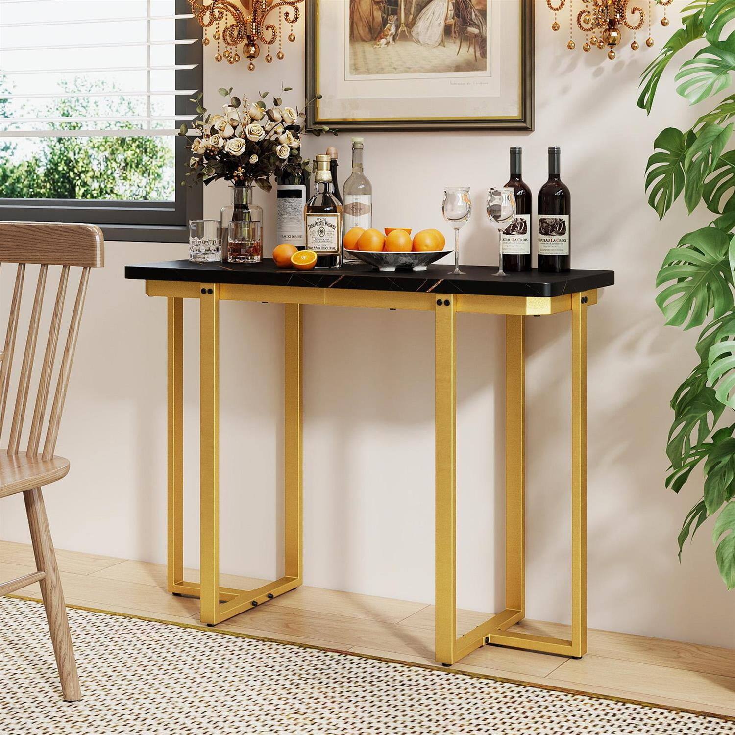 Back. Pefilos - 38-Inch Rustic Entryway Table, 2 Drawers & Bottom Open Compartment, Pine Wood Legs - Brown.