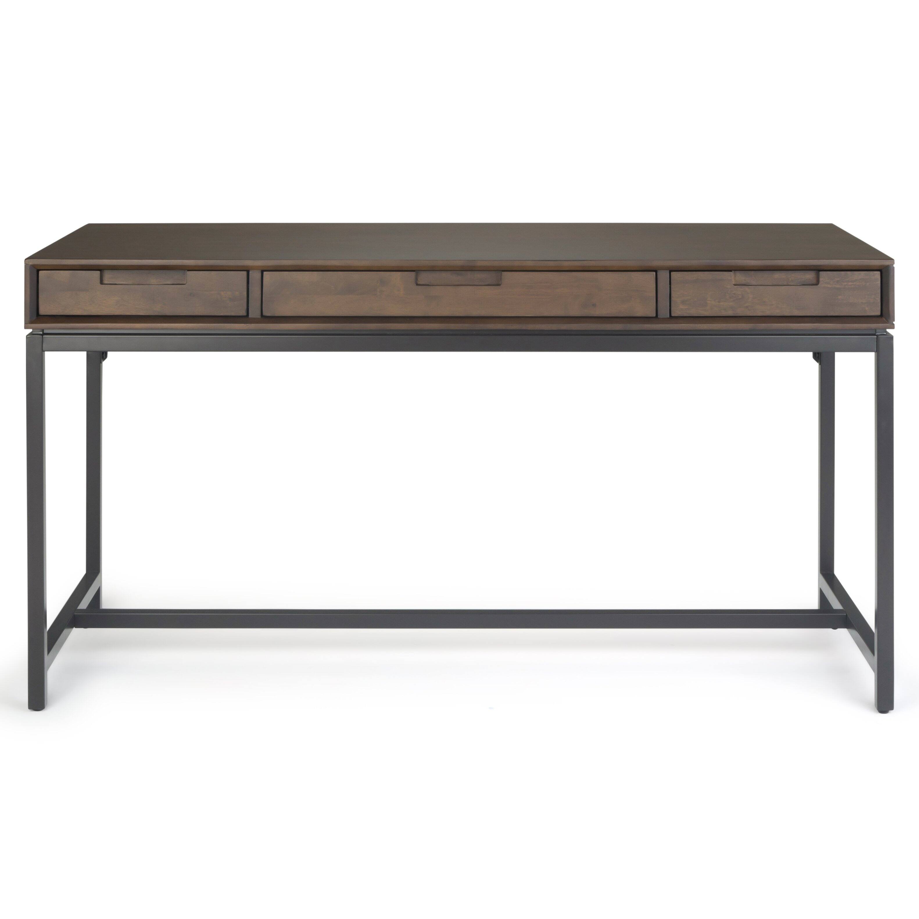Angle. Simpli Home - Banting 60 inch Desk and 30 inch Bookcase - Walnut Brown.