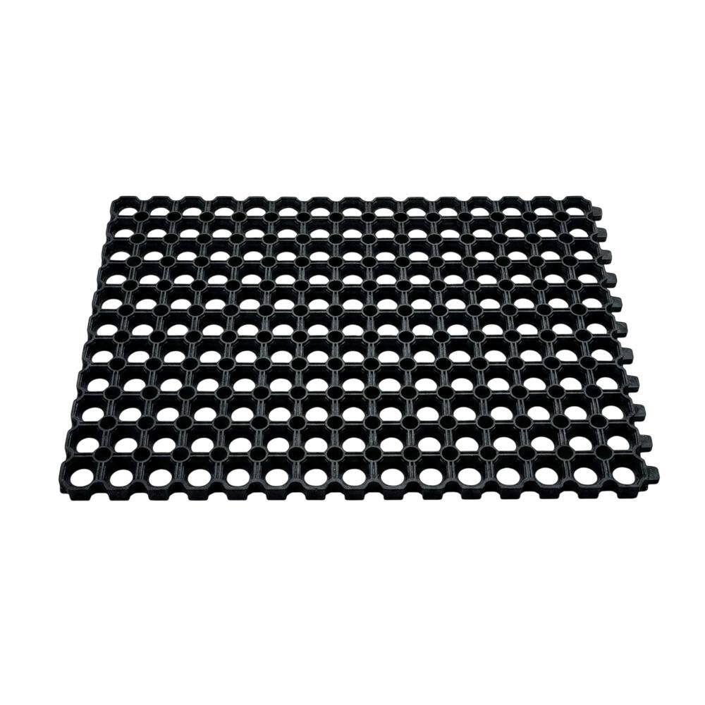 Front. Floortex - Doortex® Octomat All Seasons Black Outdoor Entrance Mat - 24" x 32" - Black.
